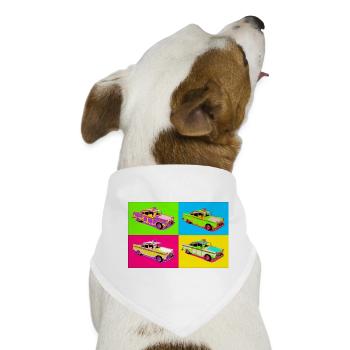 Taxi Pop Art Vier-Farben - Hunde-Bandana - Weiß - Vorne