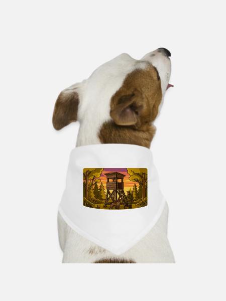 Forest Hunting Lookout Tower - Dog Bandana - white - Front
