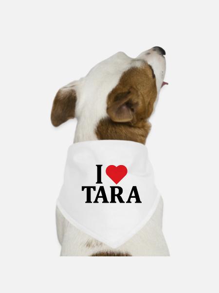 t-shirt J’aime Tara t-shirt idée cadeau - Bandana pour chien - blanc - Devant