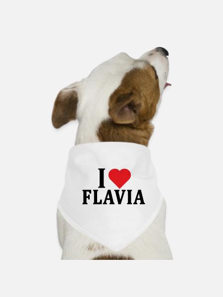 T-Shirt Ich liebe Flavia T-Shirt Geschenkidee - Hunde-Bandana - Weiß - Vorne