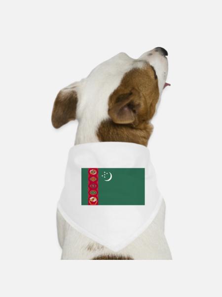 Turkmenistan National Flag - Dog Bandana - white - Front