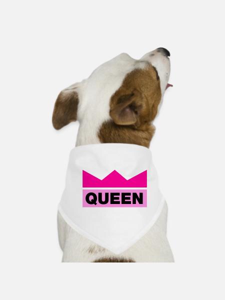 Queen with crown / 3 colors - Dog Bandana - white - Front