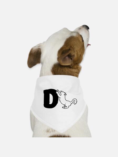 Katze Buchstabe D - Hunde-Bandana - Weiß - Vorne