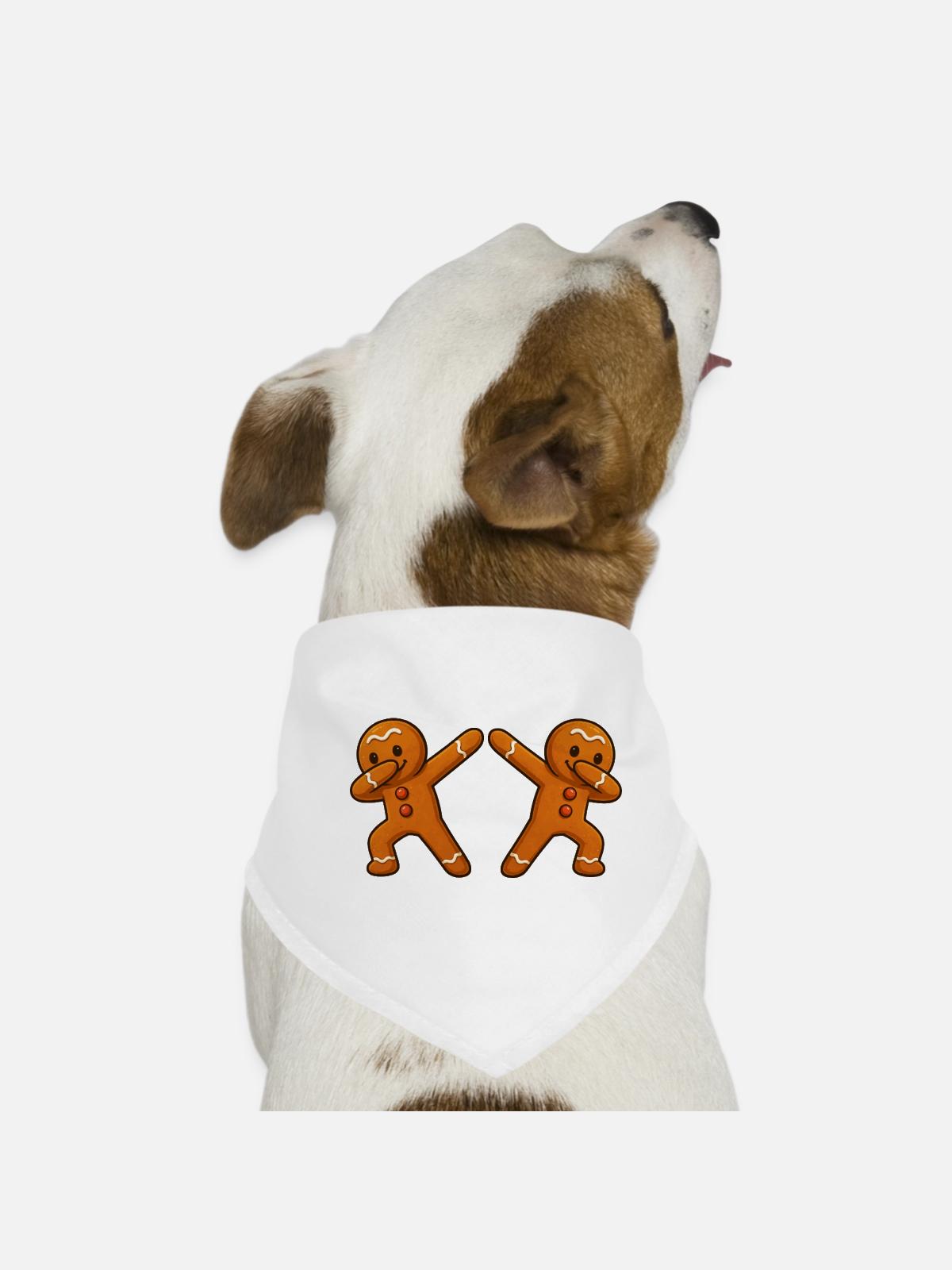  Lebkuchenmann Dabbing 2 - Hunde-Bandana - Weiß - Vorne
