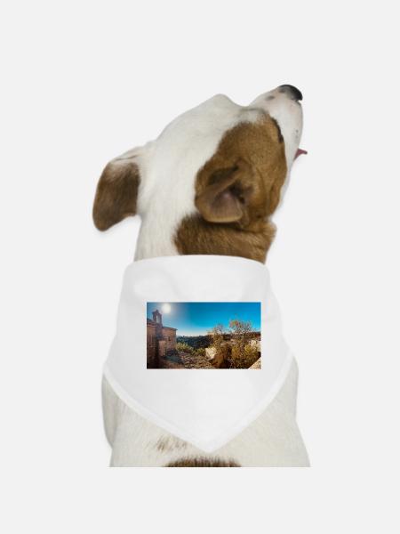 Sunny Tuscan Village with Rooftops - Dog Bandana - white - Front