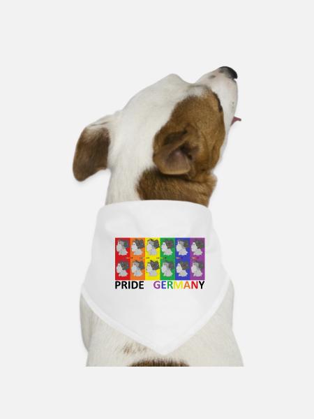 Farbenfrohe Pride Deutschland Illustration - Hunde-Bandana - Weiß - Vorne
