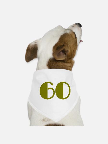 60. 60 YEARS. 60th ANNIVERSARY. 60TH BIRTHDAY. - Dog Bandana - white - Front