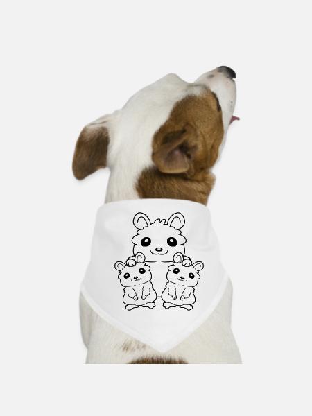 Famille Hamster 2 enfants - Bandana pour chien - blanc - Devant