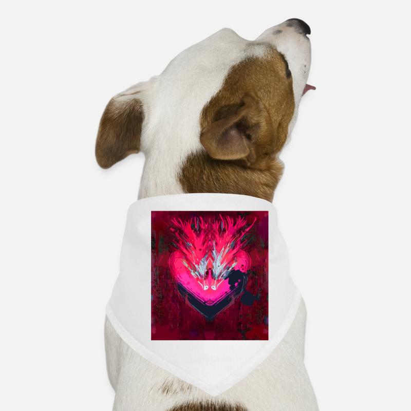 Neon Herz im Dunkelrot Hunde-Bandana