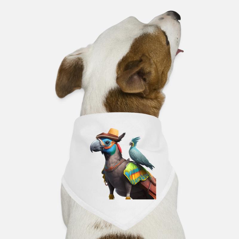 Papagei mit Kumpel Geschenk - Hunde-Bandana - Weiß