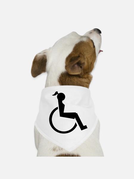 Logo d’une dame ou d’une fille en fauteuil roulant. Image* - Bandana pour chien - blanc - Devant