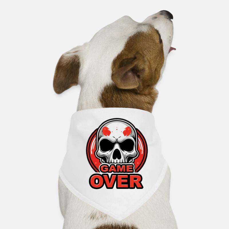 Skull Game Over Red Crest Dog Bandana