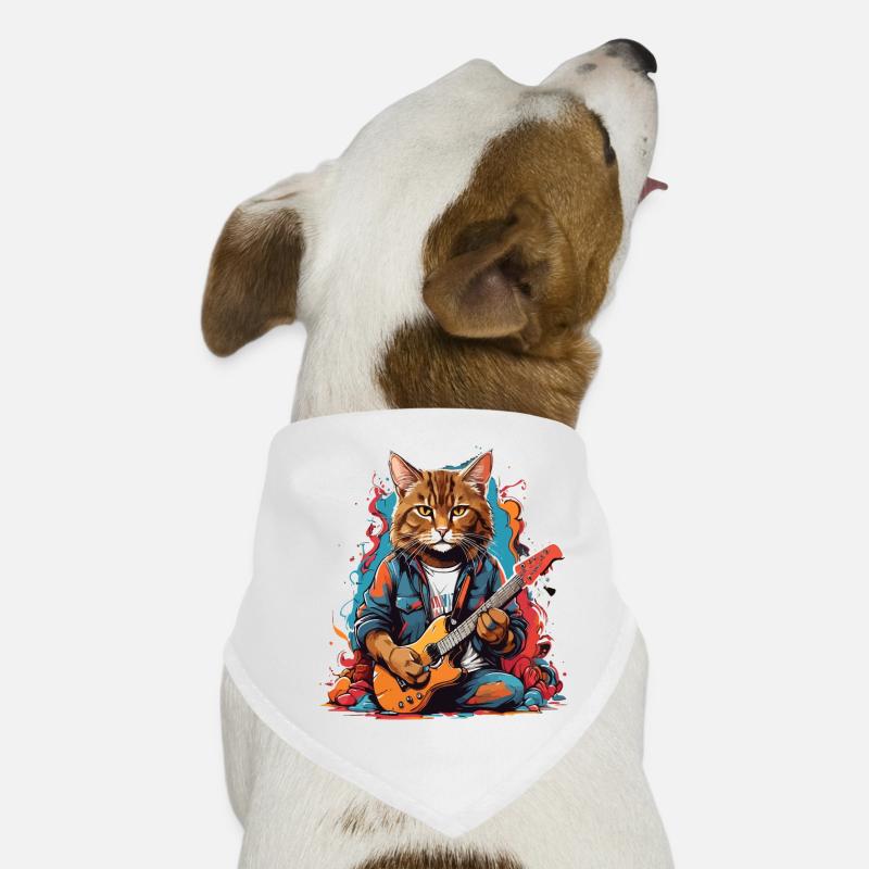 Katze mit Gitarre Hunde-Bandana
