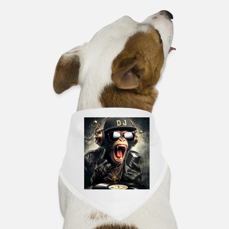DJ Affe - Hunde-Bandana - Weiß