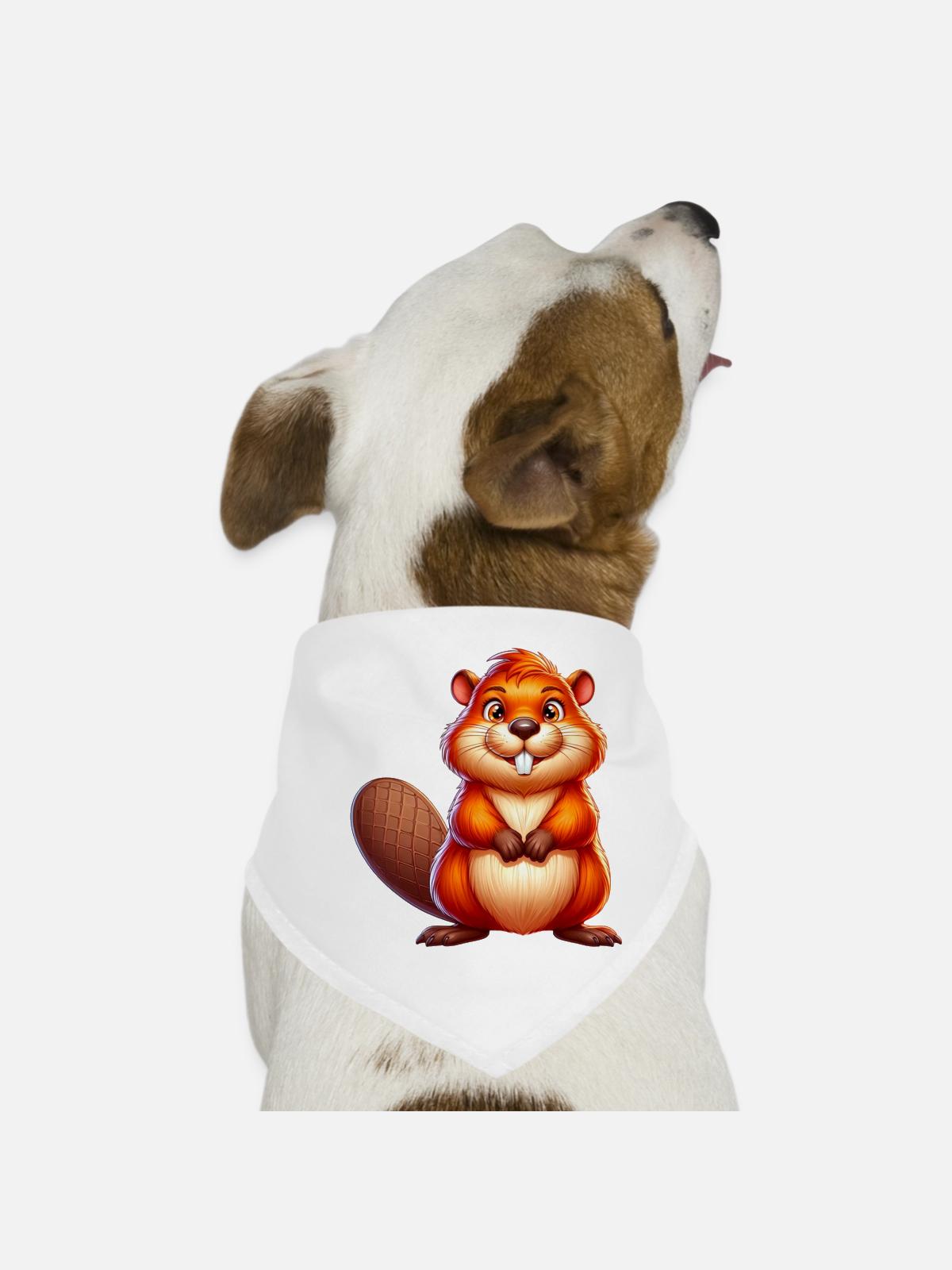 Beaver - Dog Bandana - white - Front