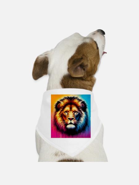 lion - Dog Bandana - white - Front