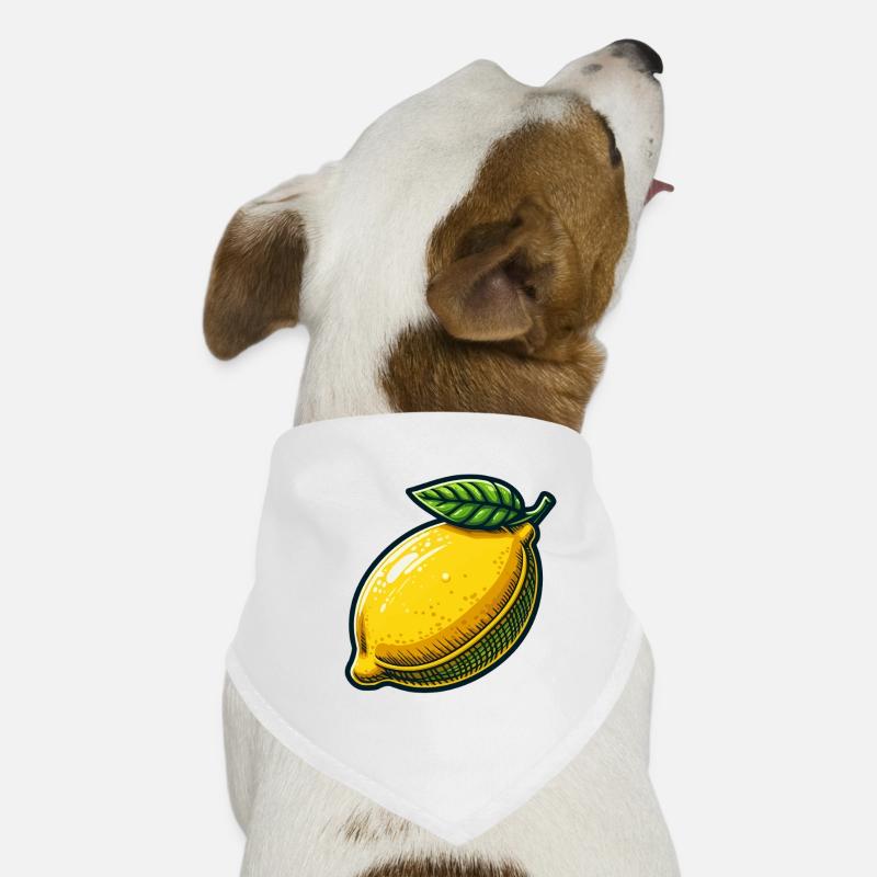 Natural Illustrated Lemon Dog Bandana