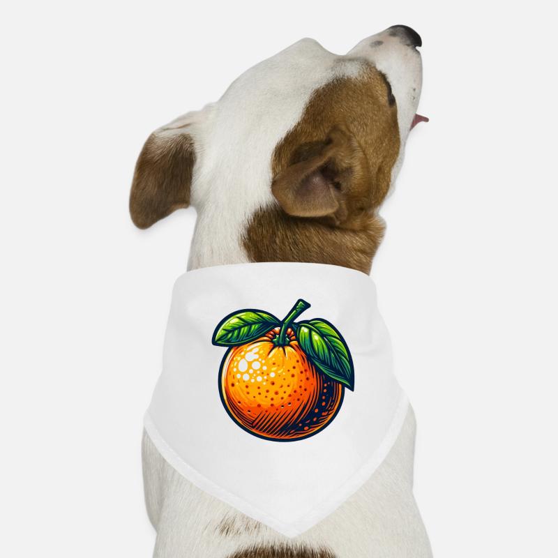 Retro Orange mit hellen Blättern Hunde-Bandana