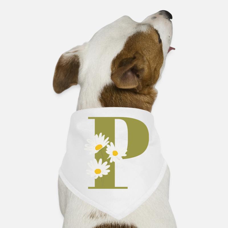 Lettre p vert marguerites Bandana pour chien