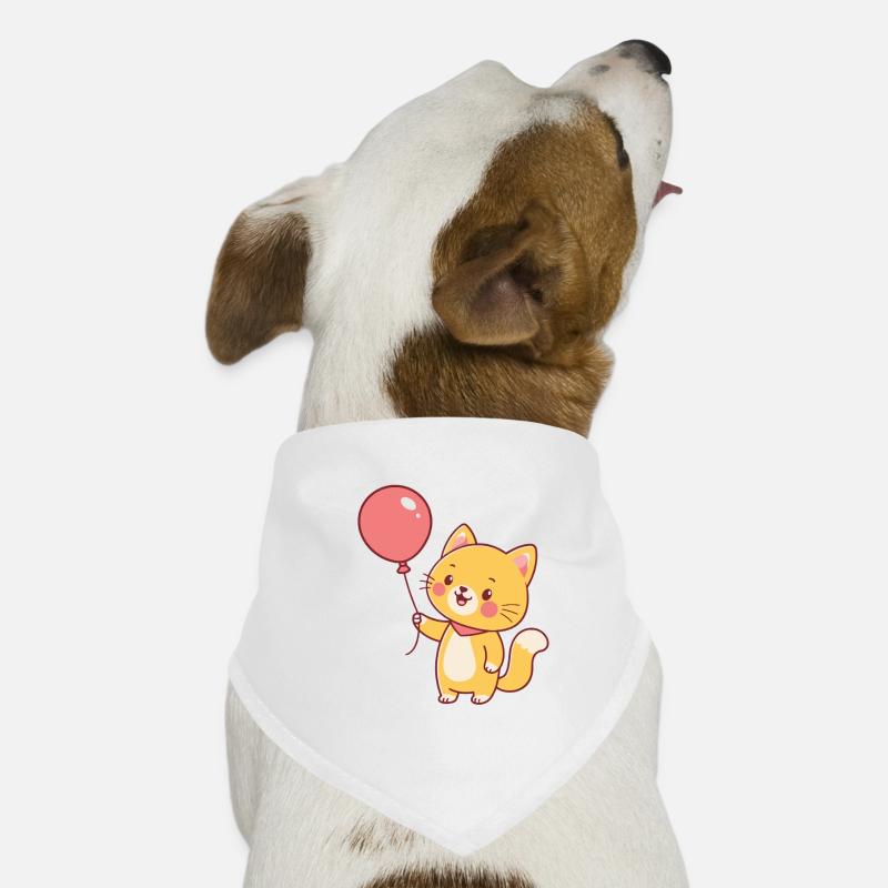 Chat kawaii et ballon rose Bandana pour chien