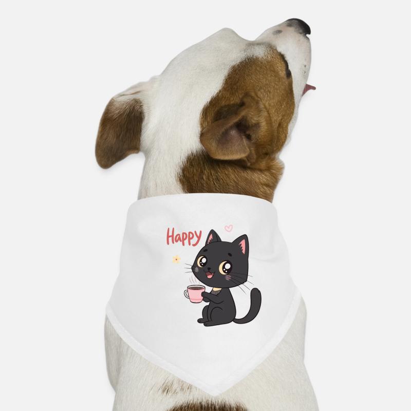 Chat Noir Souriant Café Doux Bandana pour chien