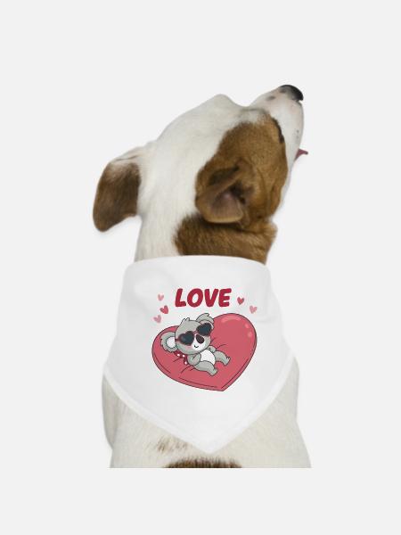 Koala Amoureux sur Cœur Doux - Bandana pour chien - blanc - Devant