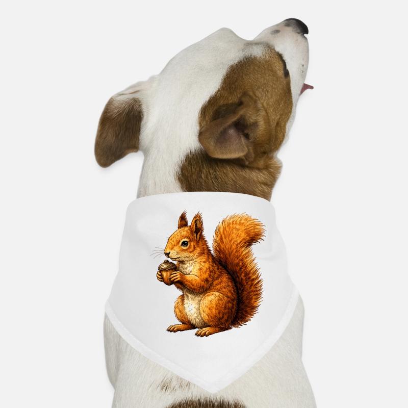 Niedliches Eichhörnchen mit Nuss –Tierillustration Hunde-Bandana