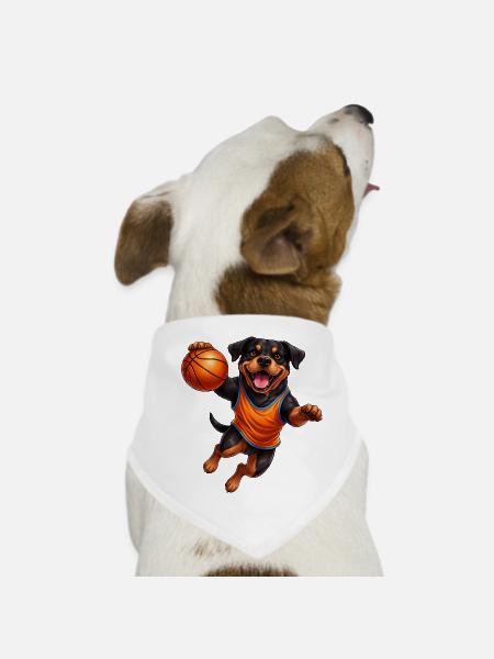 Rottweiler Basketball Player Sport Dog Basketball - Dog Bandana - white - Front