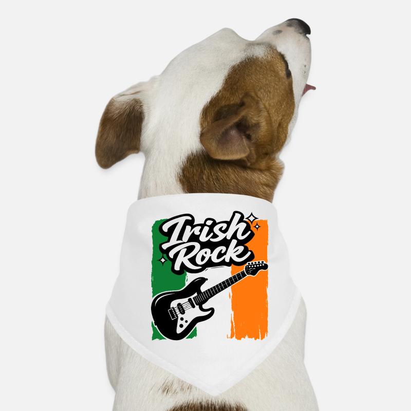 E-Gitarre St Patrick Flagge Rock Geschenk - Hunde-Bandana - Weiß