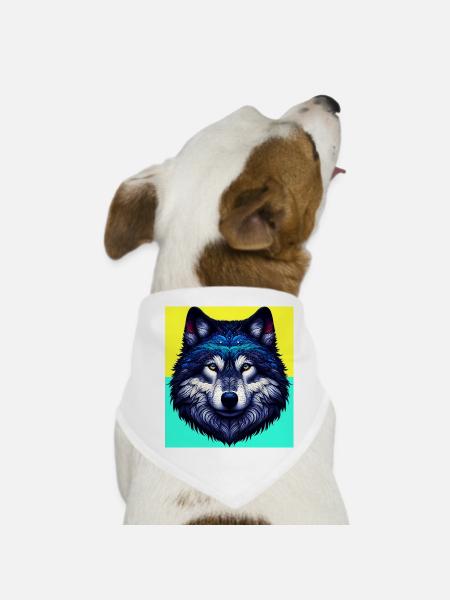 Loup - Bandana pour chien - blanc - Devant