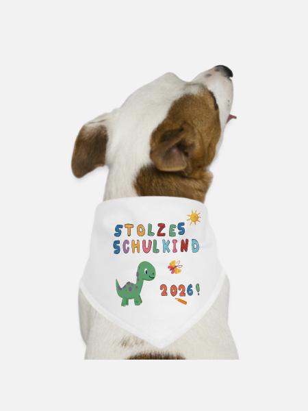 Stolzes Schulkind 2026  - Hunde-Bandana - Weiß - Vorne