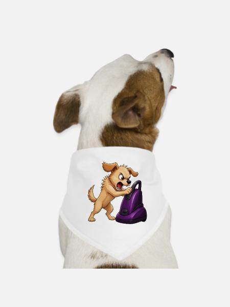 Affrontement entre aspirateur de chien en colère - Bandana pour chien - blanc - Devant