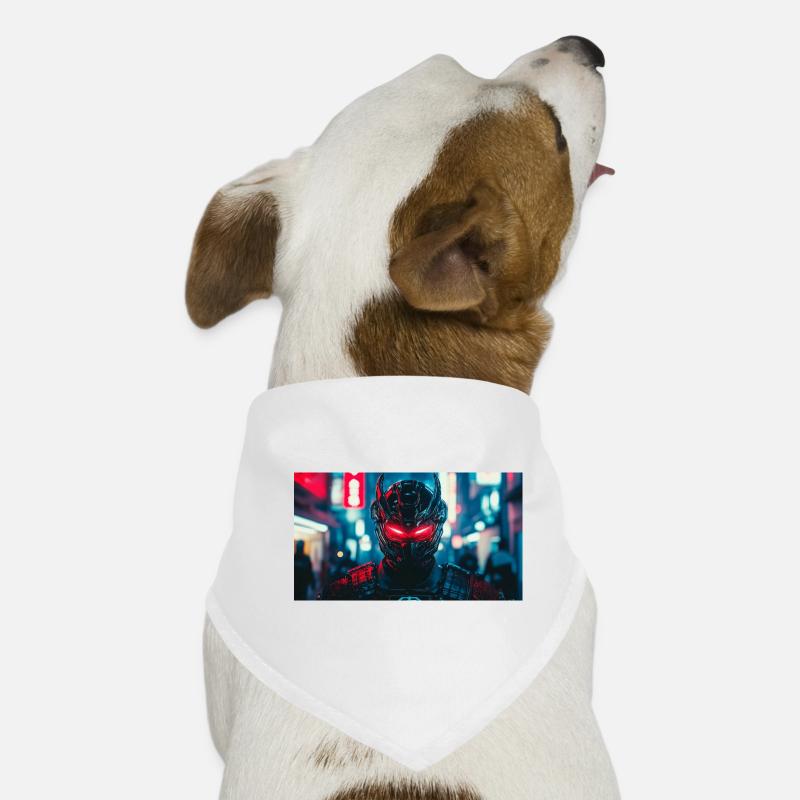 Futuristic Black and Red Warrior Face Dog Bandana