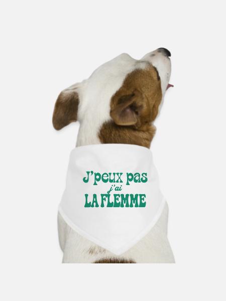 J'peux pas j'ai la flemme - Bandana pour chien - blanc - Devant
