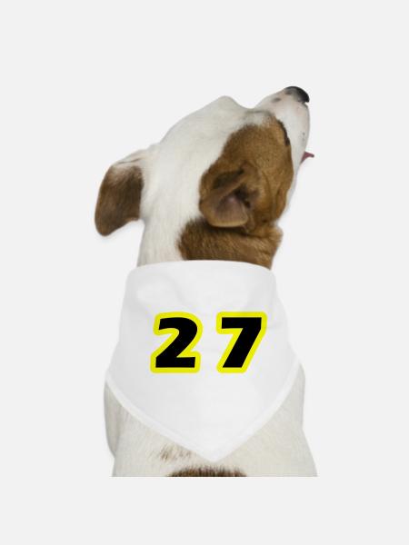 27 Number Symbol - Dog Bandana - white - Front