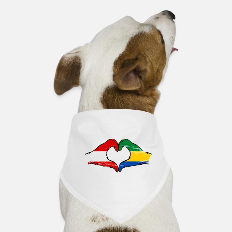 Austria Gabon Flag Hands Heart Shape Used Dog Bandana