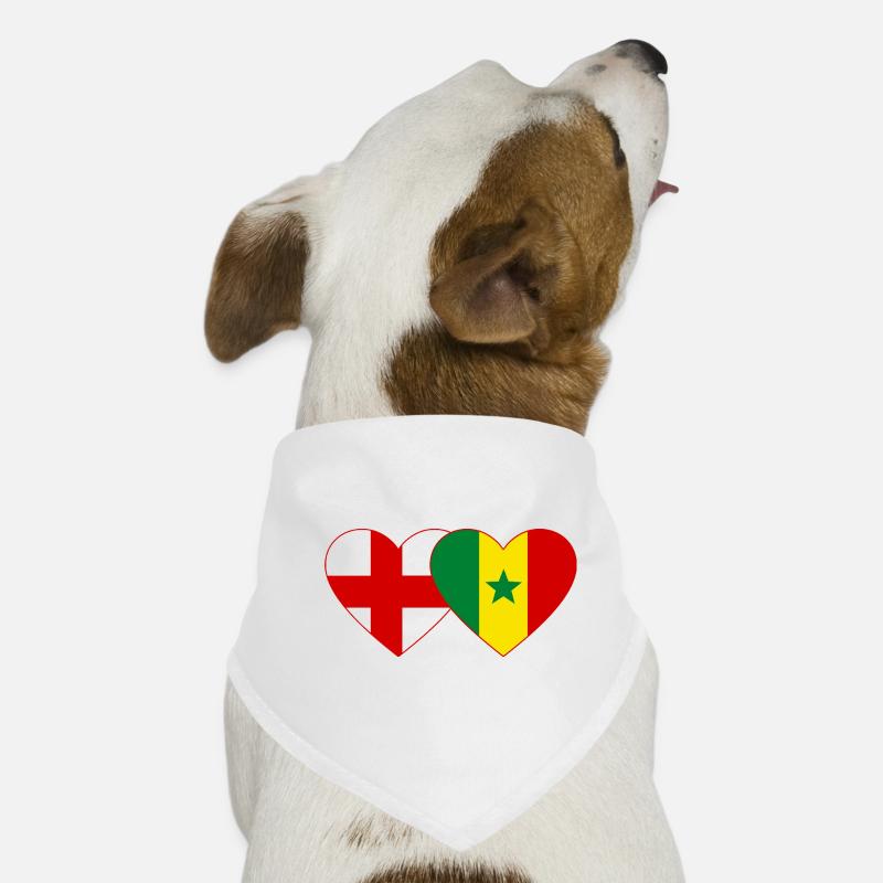 Angleterre Sénégal Drapeau Mains Coeur Forme Bandana pour chien
