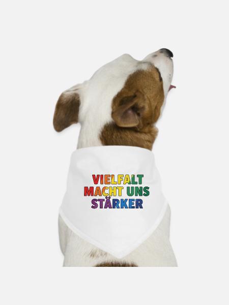 Vielfalt macht uns stärker – Regenbogen Design - Hunde-Bandana - Weiß - Vorne