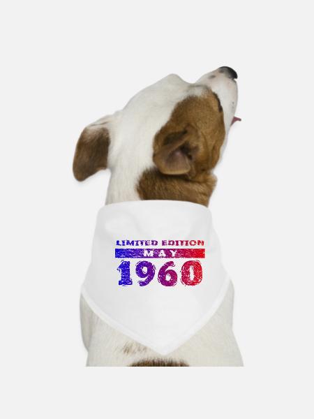 66th Birthday Limited Edition 05/1960 - Dog Bandana - white - Front