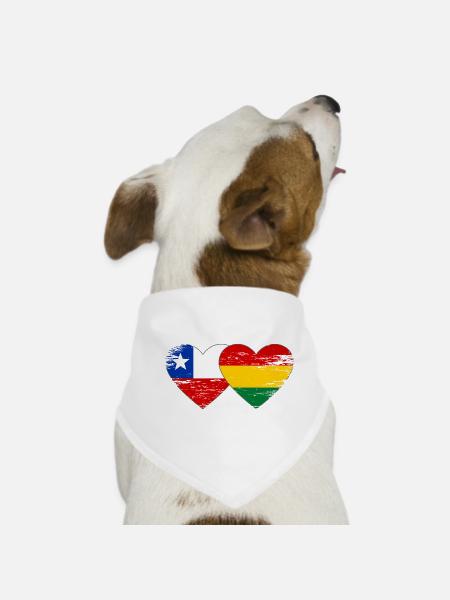 Cœur du drapeau du Chili de la Bolivie utilisé - Bandana pour chien - blanc - Devant