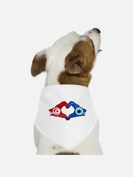 Drapeau du nazar de Tunisie Mains en forme de cœur utilisé - Bandana pour chien - blanc - Devant