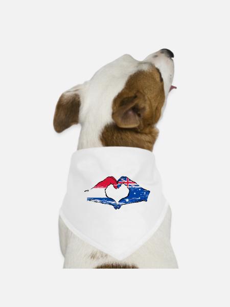 Holland Australia flag heart shape used - Dog Bandana - white - Front