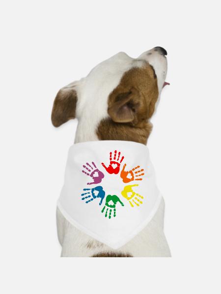 Lgbt Regenbogen Handabdrücke, Gay Pride - Hunde-Bandana - Weiß