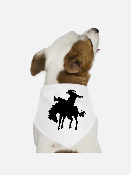 Design mit Cowboy und Pferd - Hunde-Bandana - Weiß - Vorne