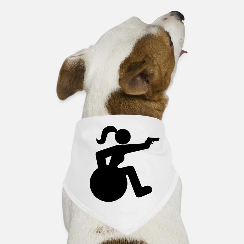 Schießen auf einen Rollstuhlfahrer. Paralympische Spiele # - Hunde-Bandana - Weiß