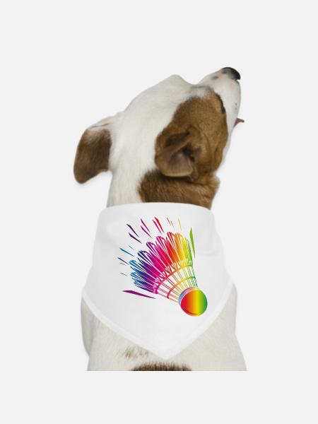 dessin de badminton coloré de badminton - Bandana pour chien - blanc - Devant