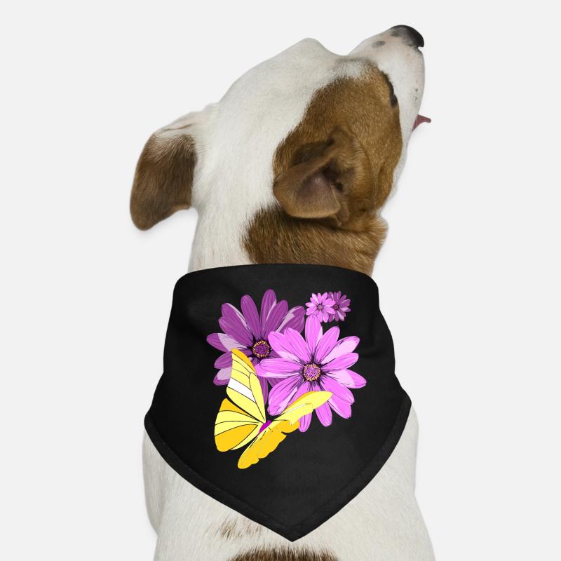 Papillon sur les fleurs Bandana pour chien