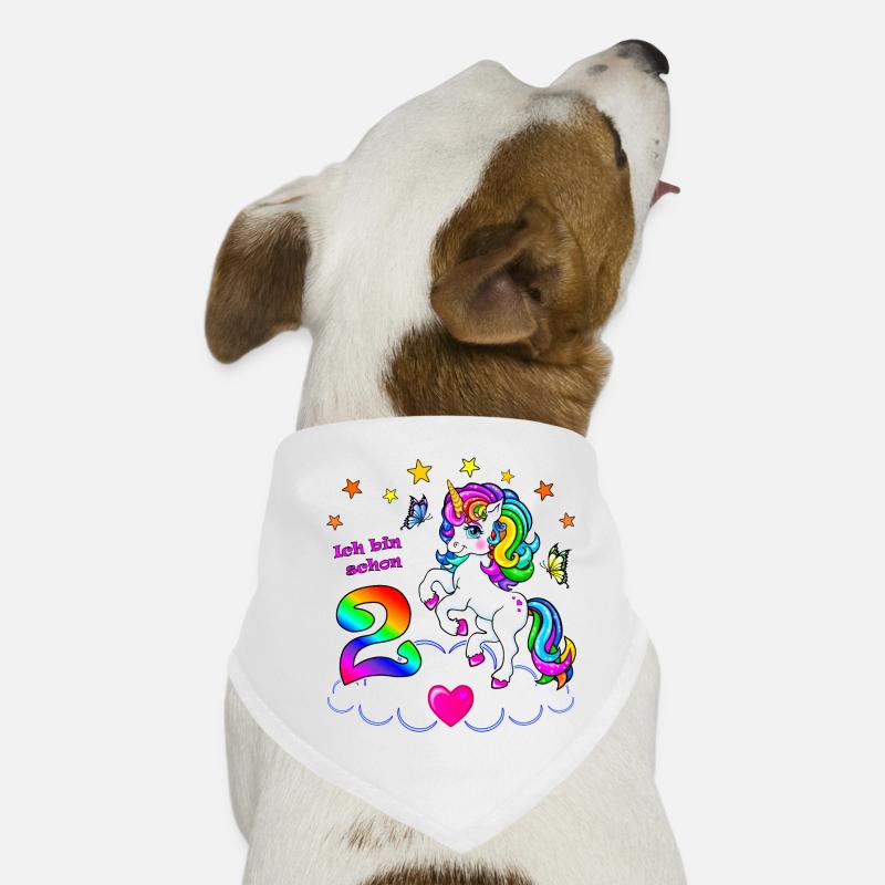 Mädchen 2 Jahre Geburtstag Einhorn - Hunde-Bandana - Weiß