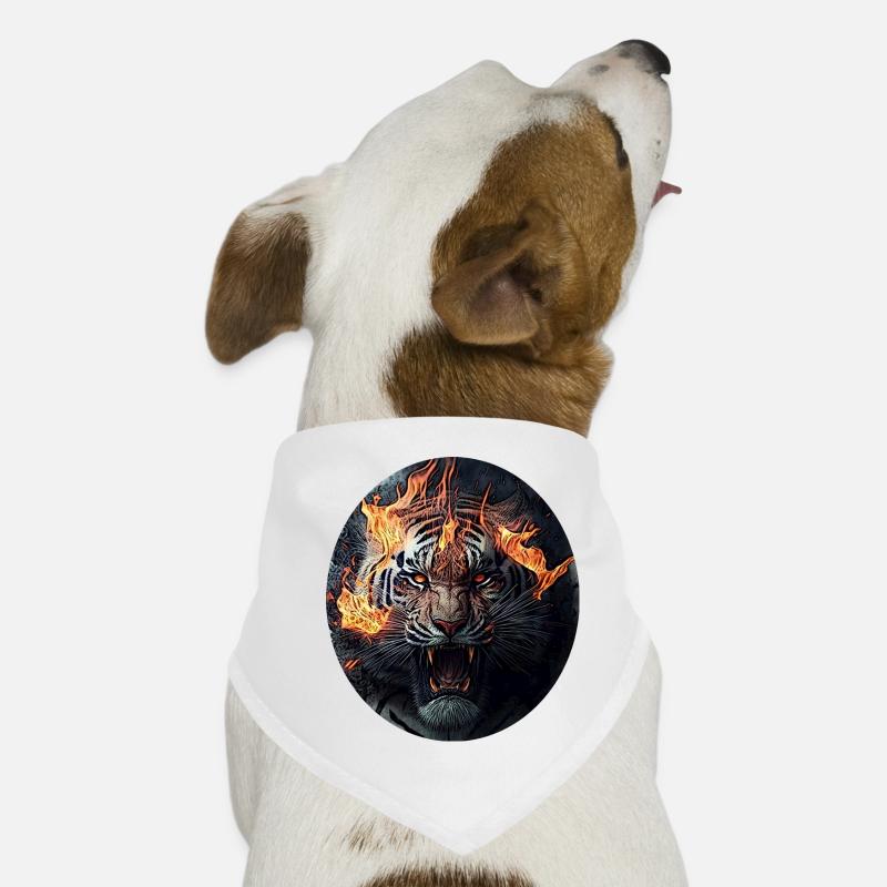 Tiger on fire Dog Bandana