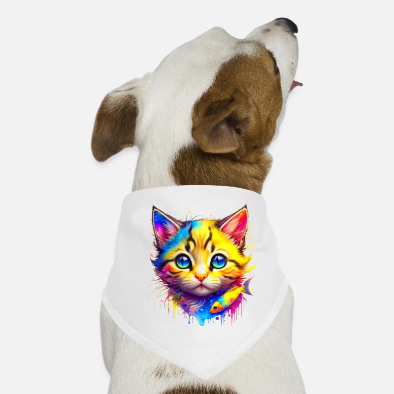 Regenbogen-Kätzchen mit Fisch Hunde-Bandana